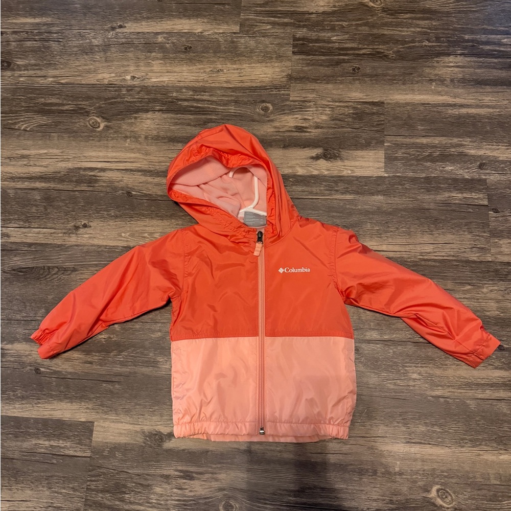 Columbia Kids' Coral and Peach Hooded Rain Fleece Jacket